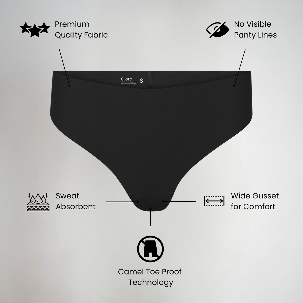 Olora Invisible Camel Toe Thong High Rise