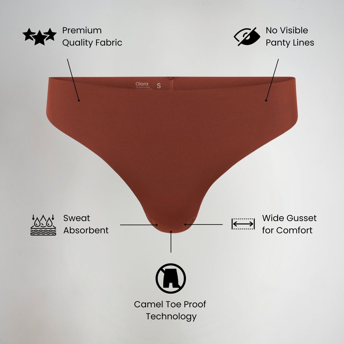 Olora Invisible Camel Toe Thong Mid Rise